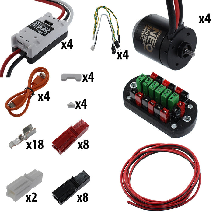 Electronic Bundles Builder - BCNX453 - 1) Processor=NONE, 2) Speed Controller=Spark MAX, 3) # of Motors=4, 4) Motor Type=NEO 550, 5) Power Distribution=PP45 Power Board - migrated