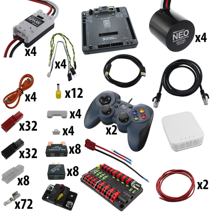 Electronic Bundles Builder - BCRX4NP - 1) Processor=roboRIO, 2) Speed Controller=Spark MAX, 3) # of Motors=4, 4) Motor Type=NEO 1.1, 5) Power Distribution=Power Distribution Panel - migrated