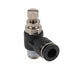 Pneumatic Fitting 1/8 NPT Male to 1/4 Tube Elbow Flow Valve - am-2897 - Meter=OUT = allows flow towards Tube - migrated